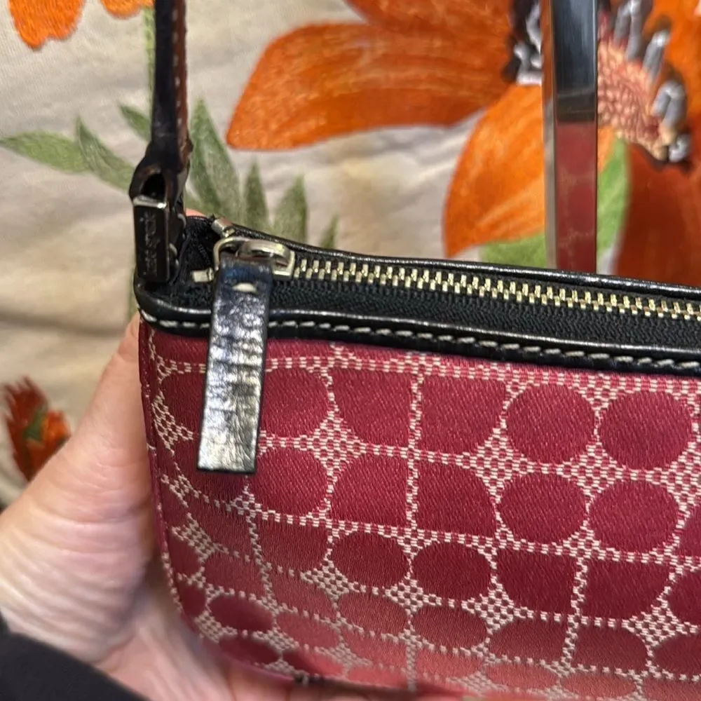 KATE SPADE 90’s PINK W/ BLACK LEATHER DEMI POUCHETTE BAG RETRO WORKING GIRL EUC